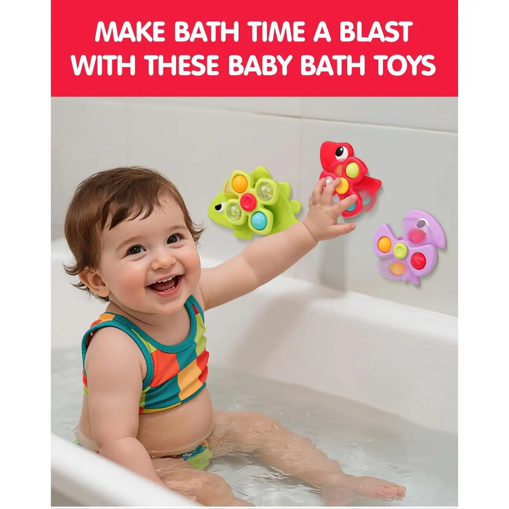 3PCS Dinosaur Suction Cup Toys for 1 Year Old Boys Girls | Sensory Baby Bath Toys for Toddlers 1-3 | Infant Travel & Window Toys | Birthdaybest-Selling Accessories