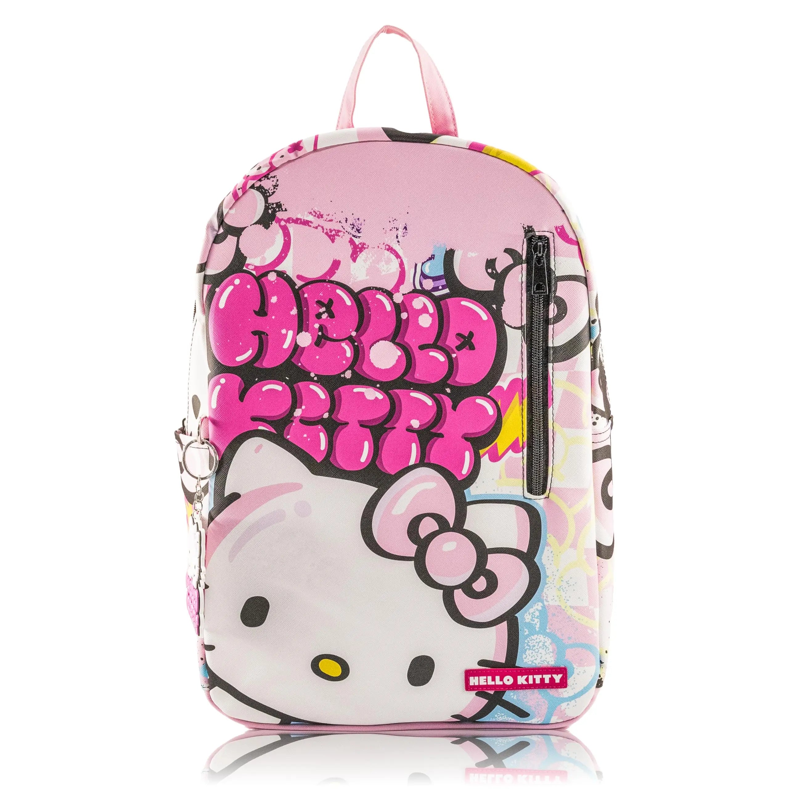 Fast Forward Stitch, Hello Kitty, Spongebob, and Miles Morales Backpack with Rubber Luggage Tag for Teens, Kawaii Backpack Pink Backpack, Backpacks for School, Cute Backpacks for School