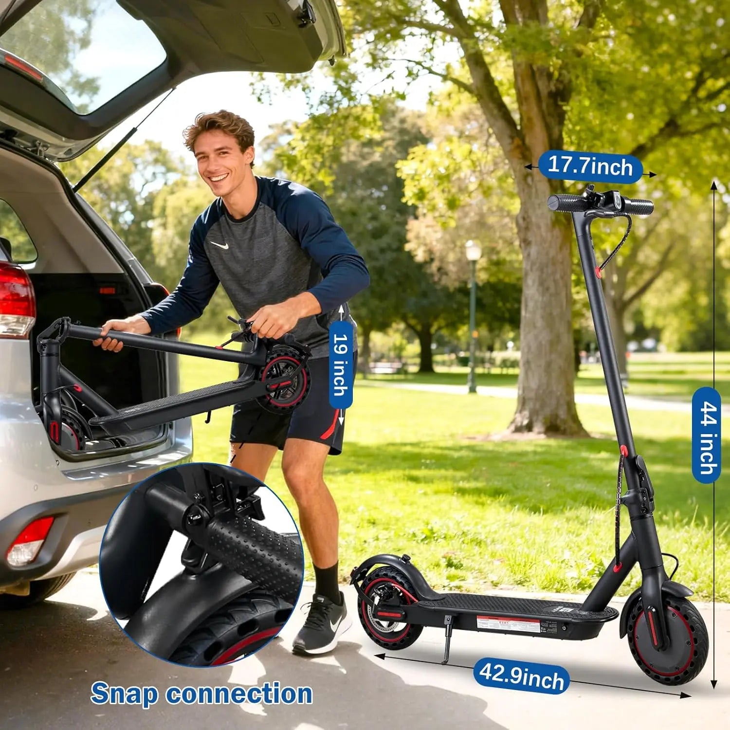 Urbanfish U5 PRO Electric Scooter, 19 MPH Max Speed, 21 Miles Range, 350-500W Motor, Long Range Battery, 8.5'' Solid Tires, Climbable, Dual Brakes, App, Foldable Portable Commuter Scooter, Perfect Gift for Adults Teens