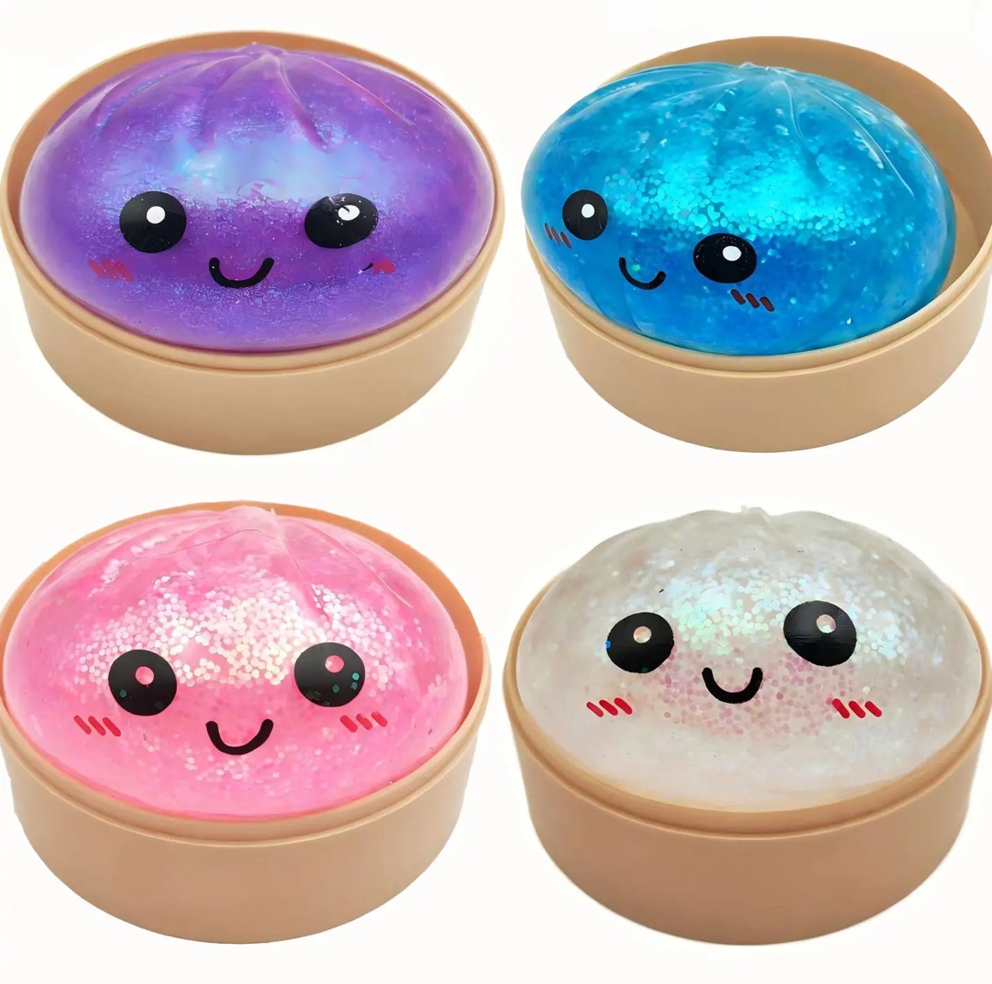Rui Rui Cute Squishy Dumpling Fidget Toy - Soft TPR Mini Squishies Toys with Mini Steamer Basket, Lovely Facial Patterns, Unisex Sensory Products, Cute Girly Gifts for Kids Favorites Stress Relief Decoration