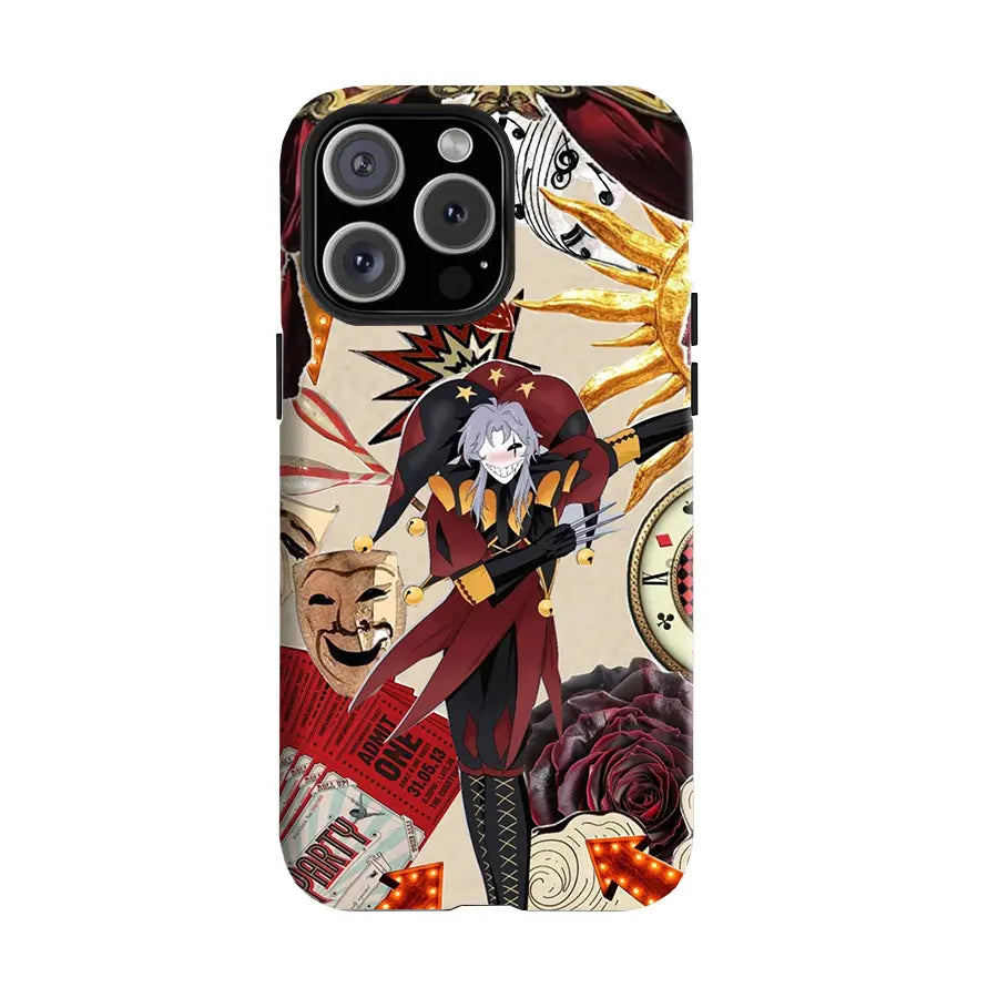 Y-The Freak Circus White Hair Jester Custom Rubber Anti-Drop Phone Case - Durable Protection & Resistance Smartphone Accessory, Compatible with Iphone 11-17 Pro Max, Samsung S22-S25 Ultra, Ideal for Christmas Gifts