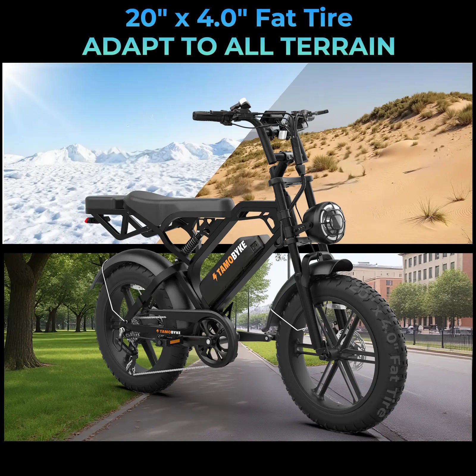 【NEW】TAMOBYKE Moped Style 1500W/2000W E-Bike,Max Speed 30Mph/34Mph,34-80Miles PAS Range,48V15.6Ah/20.8Ah Battery,Built-In Alarm,Color LCD Display, Support Cruise Control, Setting Speed Limit, NFC & Password Unlock, 20'' Fat Tire，Ul Safety Certified.