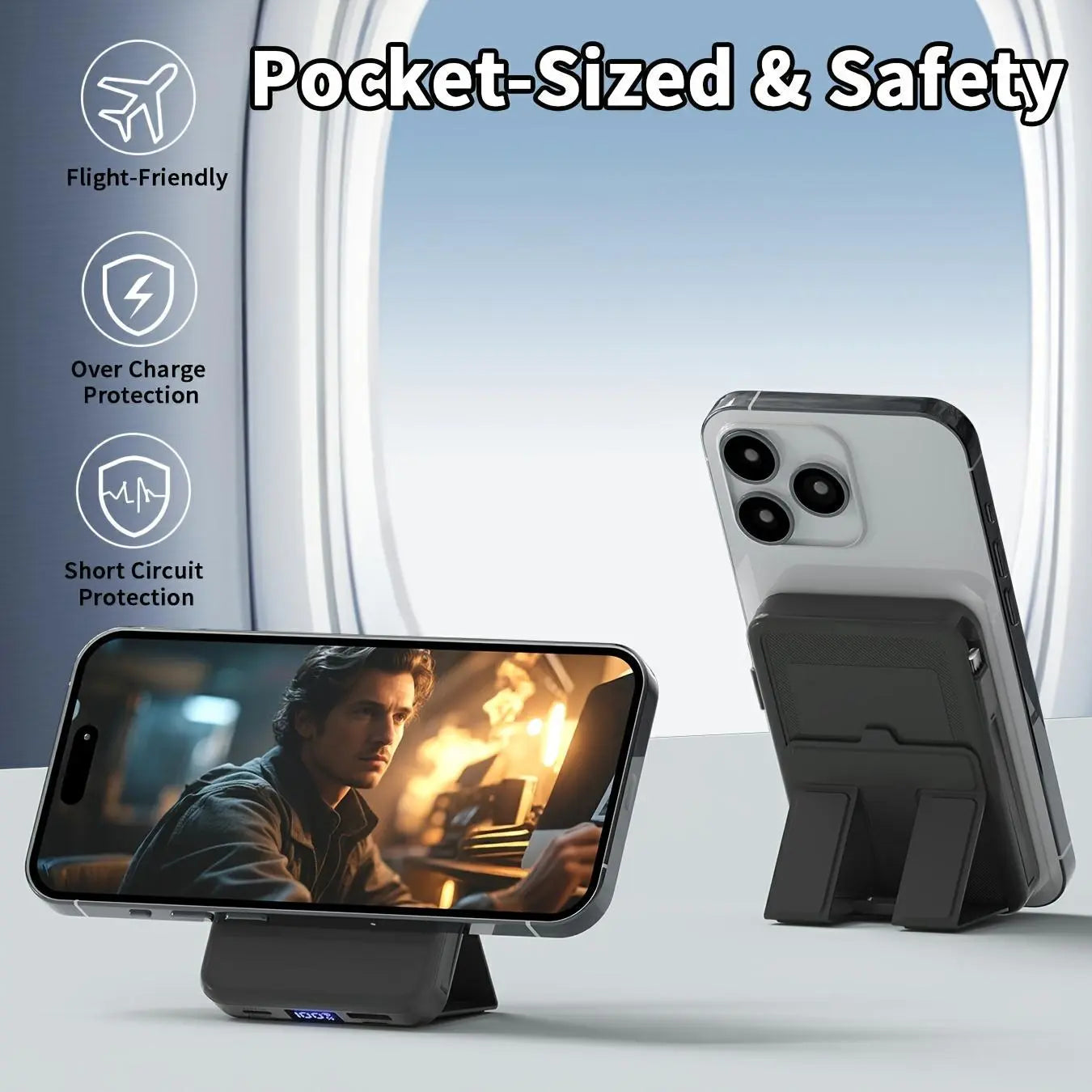 10000Mah High Power Portable Power Bank - Wireless Magsafe Magnetic Charger, 22.5W PD Fast Charging USB-C, LED Display, Stand for Iphone 17/16/15/14/13/12 & Android Mobile Devices, Travel Battery Pack Accessories