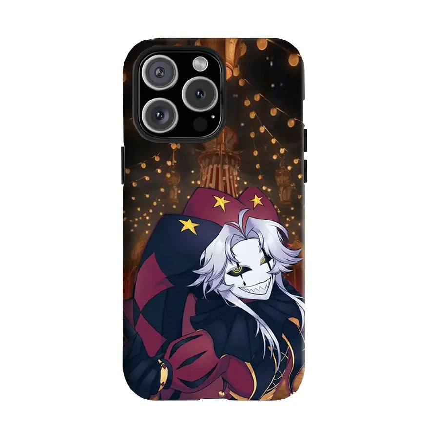 Y-The Freak Circus White Hair Jester Custom Rubber Anti-Drop Phone Case - Durable Protection & Resistance Smartphone Accessory, Compatible with Iphone 11-17 Pro Max, Samsung S22-S25 Ultra, Ideal for Christmas Gifts