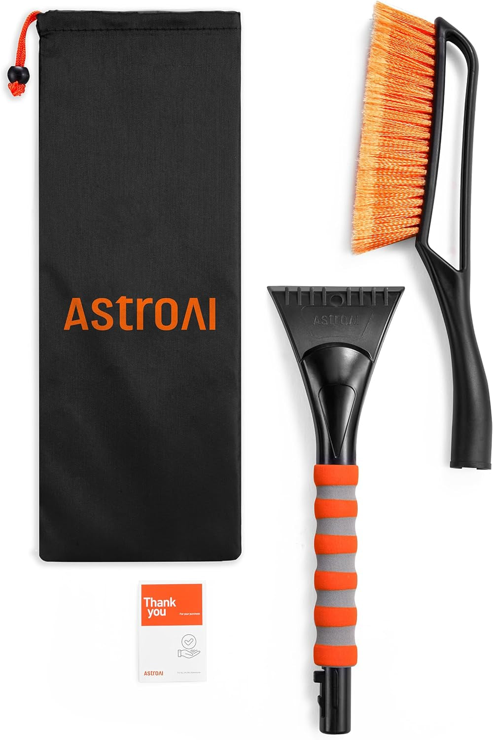 27" 2-In-1 Detachable Snow Brush & Ice Scrapers for Car Windshield | Snow Removers with No-Scratch Bristles, Ergonomic Handles & Easy Storage, Winter Accessories for Cars, Suvs, Trucks (Orange)