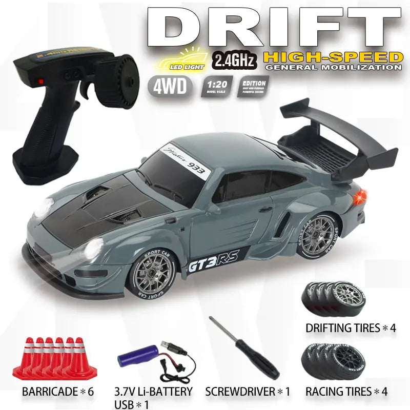 UDROLL 1:20 Scale 4WD RC Drift Car with LED Lights - 2.4Ghz High Speed Remote Control Widebody Sports Racing Car, Fast Rc Car, Toy
