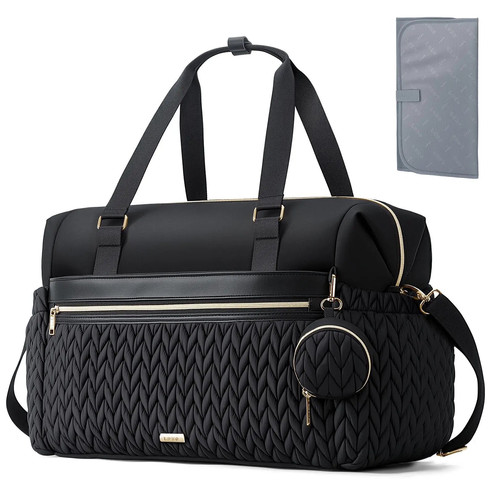 Lekesky Diaper Bag Tote for Mom, 37L Large Diaper Tote Bag, Baby Hospital Bag for Women Labor Delivery, Travel Diaper Bag with Changing Pad, Pacifier Case, Insulated Pockets, Luggage Sleeve