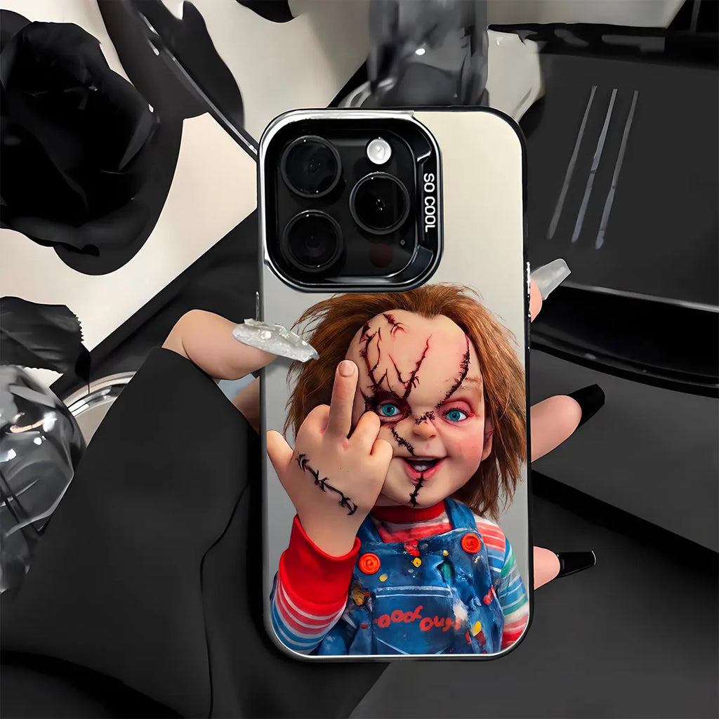 Chucky Creepy Gesture Pattern Shockproof Phone Case for Iphone 7 8 X XR 11 12 13 14 15 16 17 Pro Max plus AIR 17E Protecitved Cover, Halloween Horror Movie