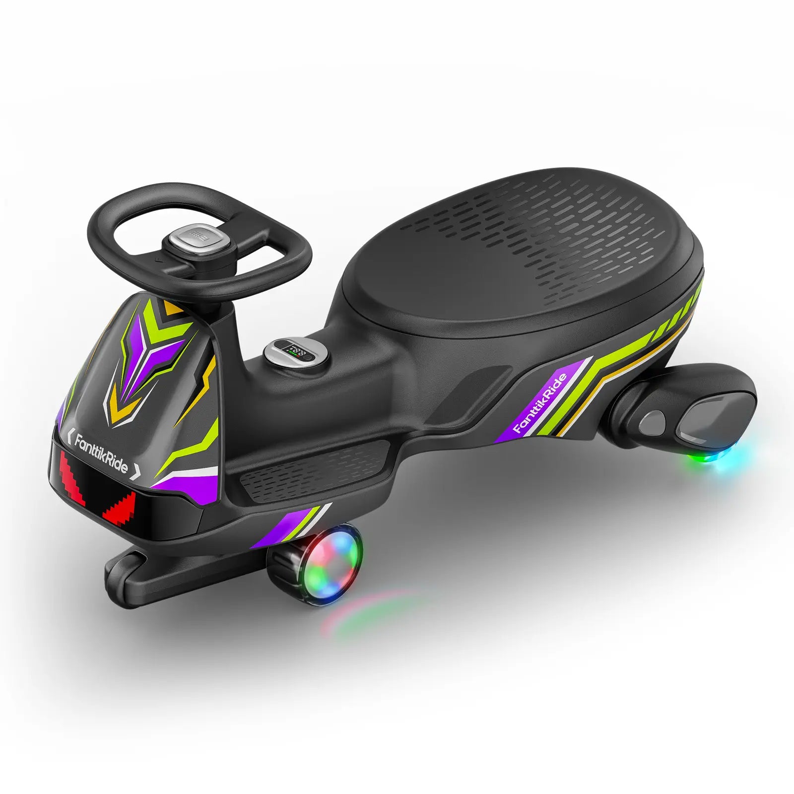 Fanttikride N10 Ultra+ Electric Wiggle Car, Pixel Headlight, App Control, Ultra-Quiet, USB-C Charging, Max 5 Mph, Kids Car with Bluetooth, Anti-Rollover, Pixdrive, for Ages 3+, 150 Lbs, Unisex, 12 Months, 360-Degree Flexible Steering Wheel