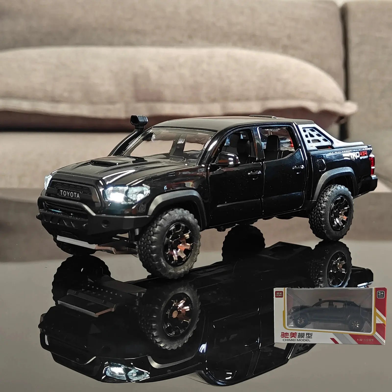 1:32 Metal Toyota Tacoma TRD off Road Pickup Truck Diecast Model Car, Alloy Collectible with Sound & Light, Hobby Item, Birthday Gift for Boys, Display Piece (Diecast Toys Category), Model Cars, with Lights, Toy Car