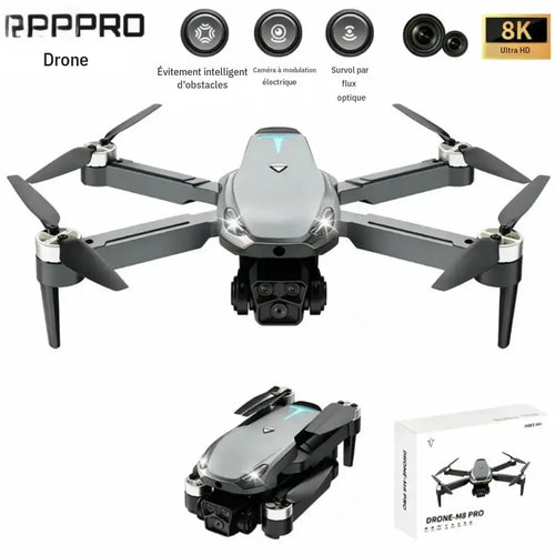 2026 M8 Pro Drone – 4K EIS Camera, GPS & 5G Wifi FPV, Brushless Motor, Optical Flow Hover, Smart Obstacle Avoidance, Auto Return, 360° Stunt Roll, Dual Batteries Included