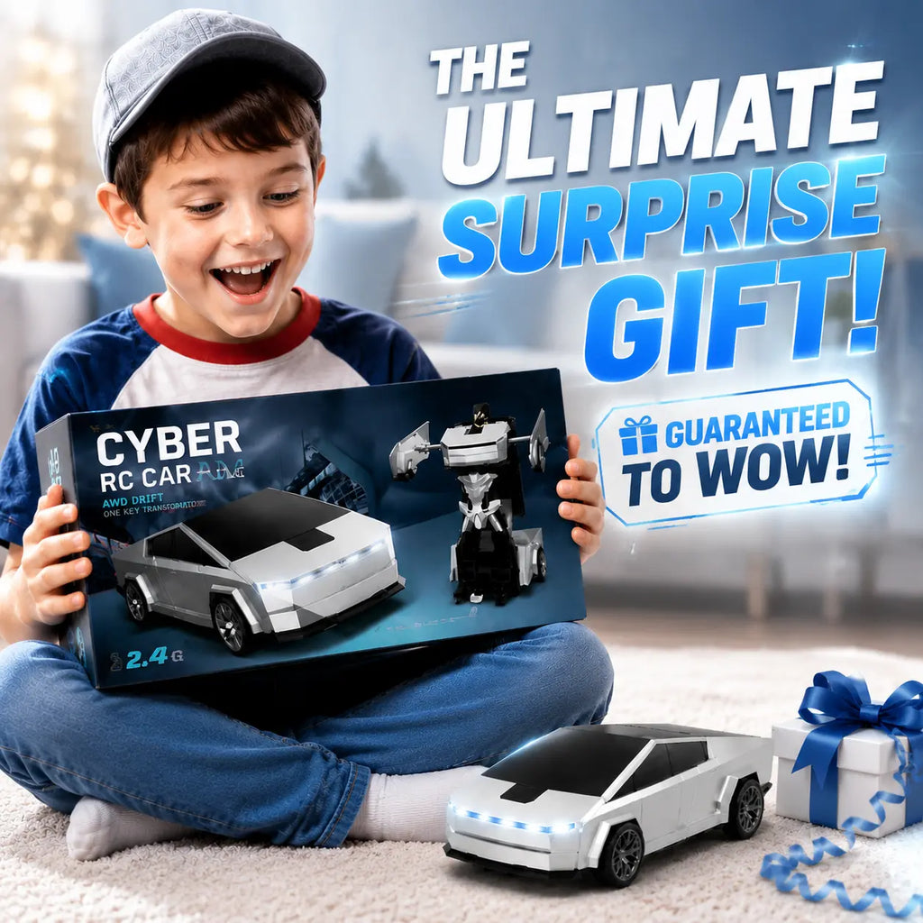 Cyber RC Transforming Car Toy, 4WD Drift Remote Control Truck with One-Button Automatic Transformation, 360° Spin & LED Lights, Futuristic Robot Vehicle Gift for Kids Tibibee Transform Easter Gift Set 4-7 8-12 High-Quality Ab Plastic Crawlers
