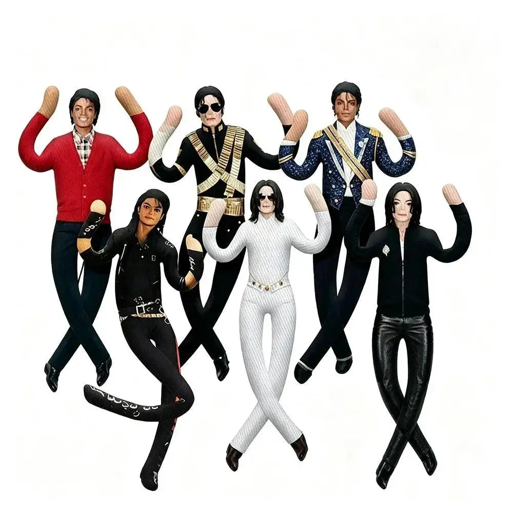11 Inch Michael Jackson Role-Playing Prop Doll, Plush Toy, Abstract Jointed Figure for Room Decor, Gift Idea, Trendy Character Accessory（6Pcs)