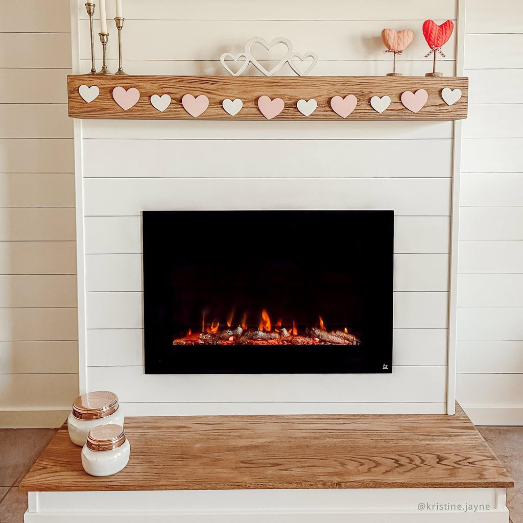 Smart Electric Fireplace-The Forte 40" Recessed Mounted-30 Realistic Ember Color/Flame Options-1,500W Heater W/Thermostat-Black-Log & Crystal Hearth Options-Alexa/Wifi Enabled
