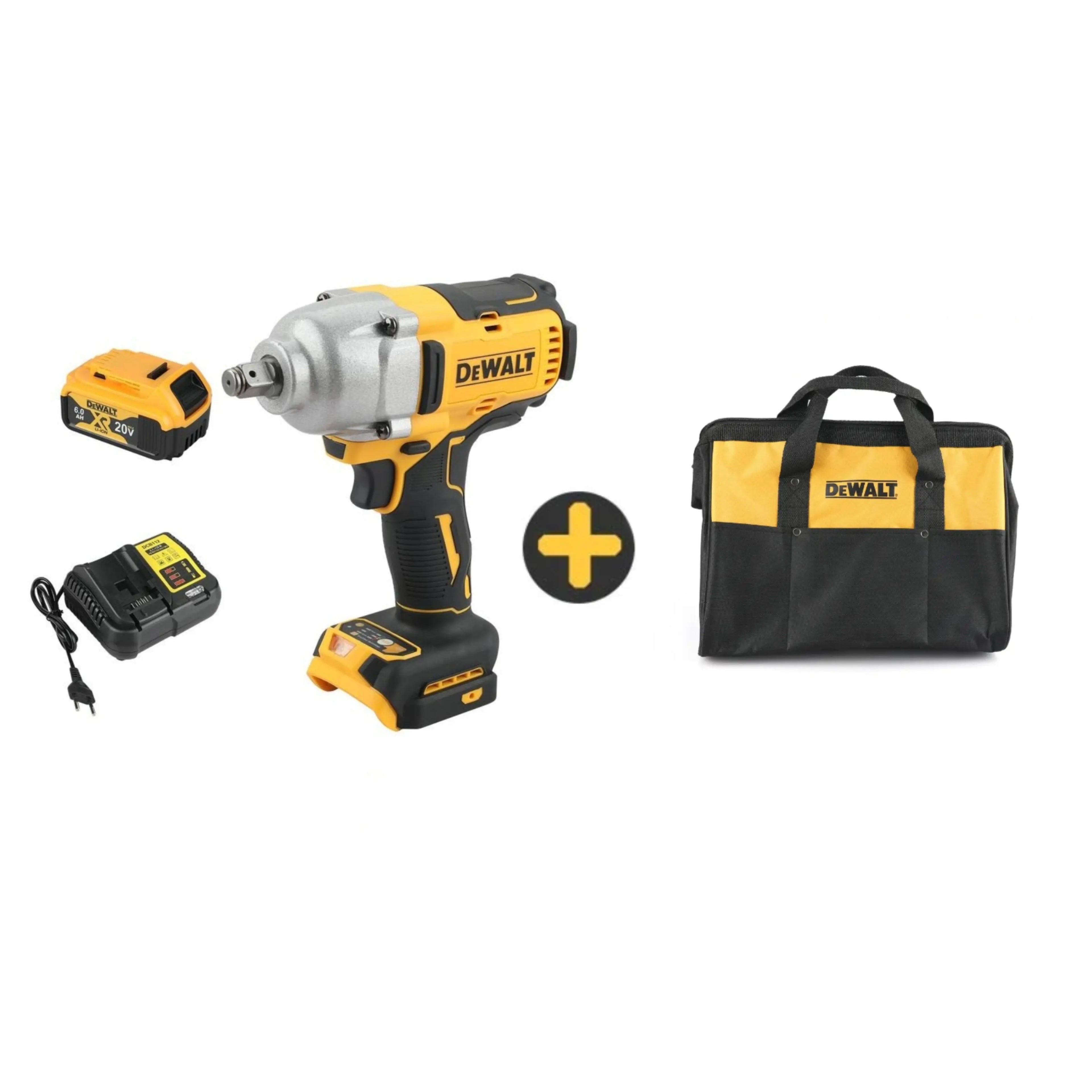 Dewalt Brushless Cordless Impact Wrench - DCF900, 20V, 850 Nm High Torque, Multi-Speed, 1/2" Drive, Hog Ring Anvil, with Battery, for Auto&Indus. & DIY Enthusiasts