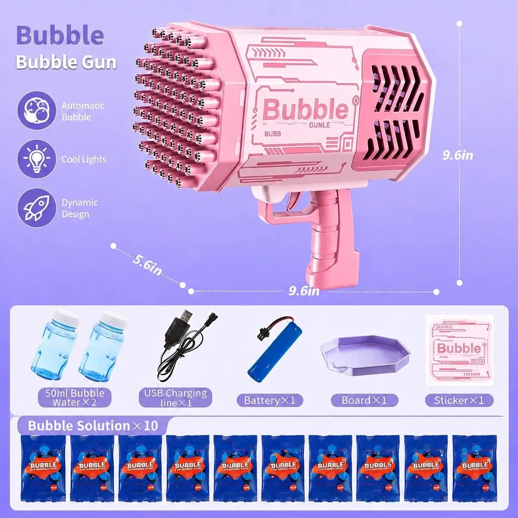 Unisex Handheld Automatic Bubble Machine Gun Toy - No Batteries Required, 4+ Yrs Kids Cool Toys, Bubble Maker for Summer Beach Birthday Gatherings