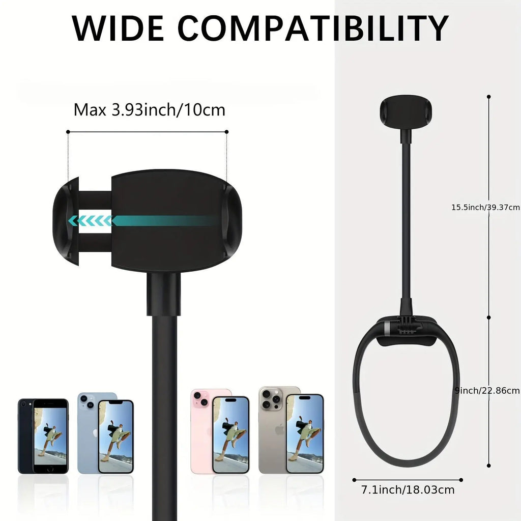 Silicone Neck Phone Holder, Hands-Free Adjustable Flexible Gooseneck Phone Mount, Video Recording Bracket for 4.7-6.7 Inch Phones, Cellphone Selfie Tripod, Portable, Selfie Stand Mount, Selfie Accessories
