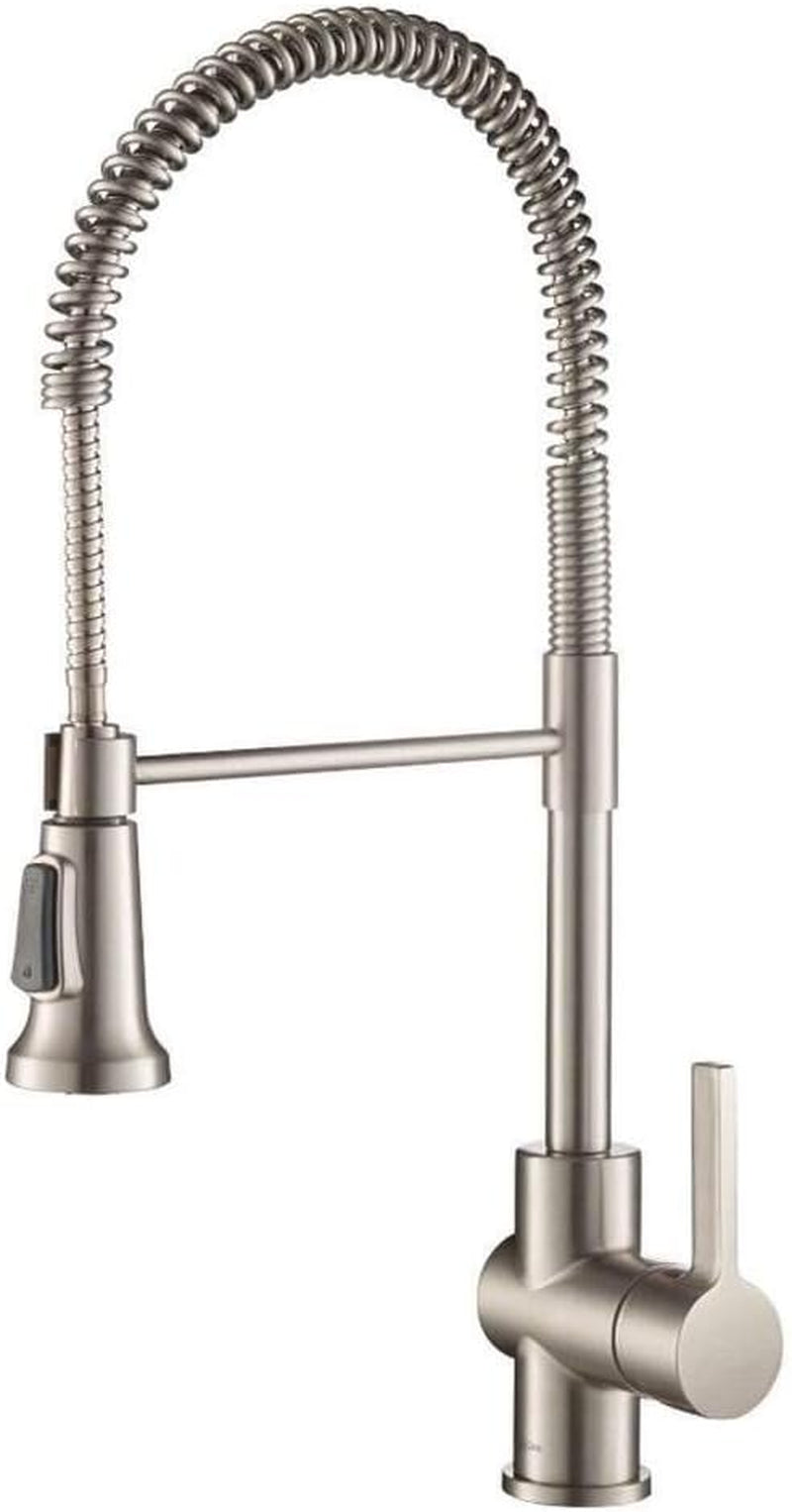 KRAUS Spot Free Stainless Steel Pre-Rinse Kitchen Faucet KPF-1690SFS | Heavy-Duty Open Coil Spring Spout, 3-Function with Pause Button, Docking Arm with Holder, Optional Deck Plate Included
