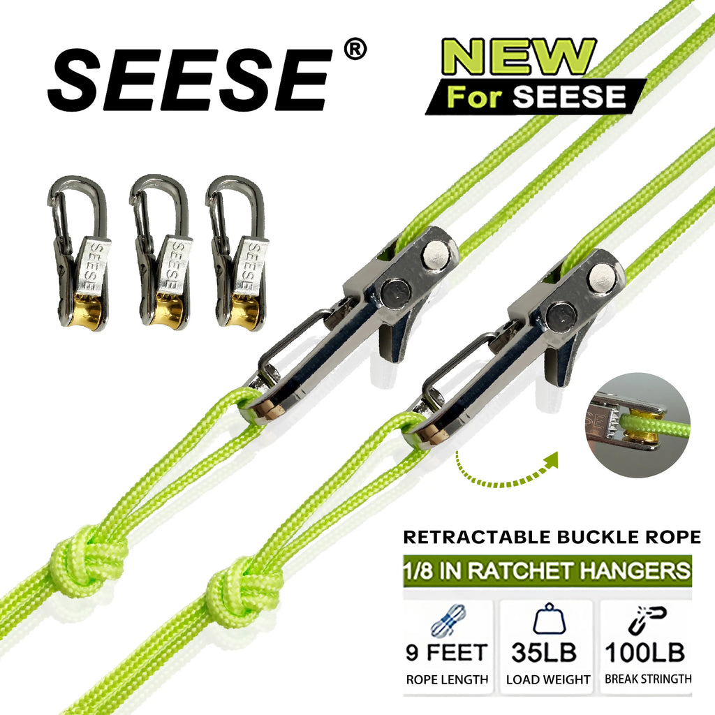 SEESE Retractable Buckle Rope-Adjustable Ropes 2026 New Rope Roller with Accessory Cord - Easy Secure Tie down for Outdoor,Camping, Marine Rope,And Boating Guy Lines ,Tools Gadgets,Truck Stuff ,Car Essentials