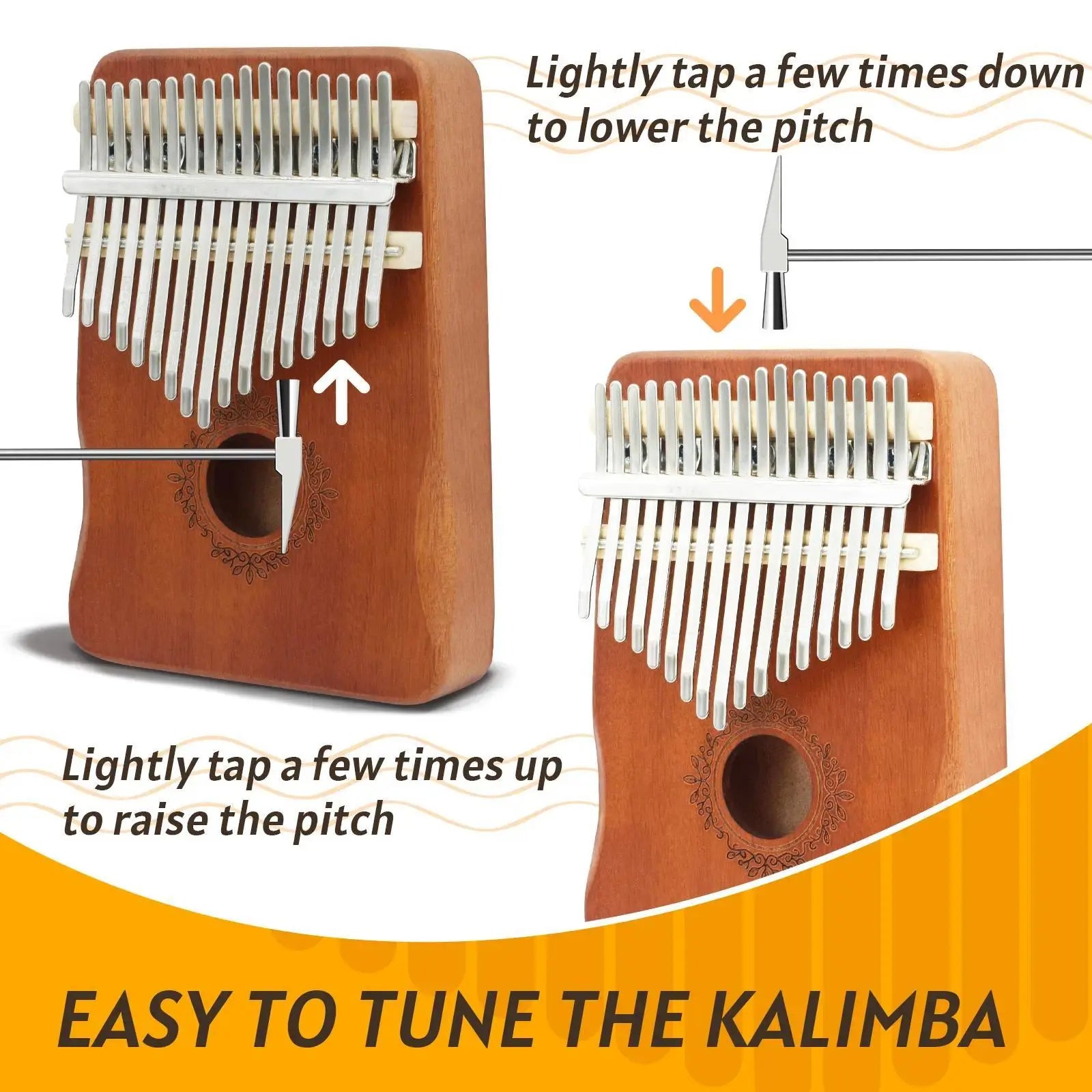 Kalimba Thumb Piano 17 Keys, Portable Mbira Finger Piano Gifts for Kids and Adults Beginners Wood,Summervibes