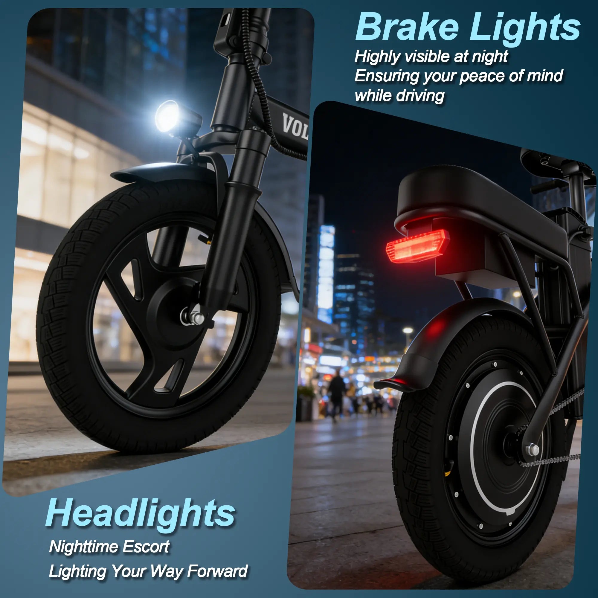【Voltvogue-Ladped】 Electric Bike | 750W Peak Power | Top Speed 22 MPH | 14" Pneumatic Tires | 22–40 Mile Range | Dual Seat | Single Brake Lever | Height Adjustable Seat【 VT14】