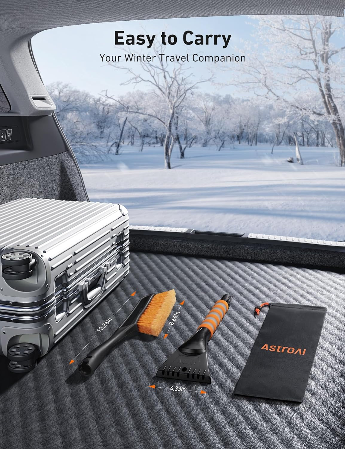 27" 2-In-1 Detachable Snow Brush & Ice Scrapers for Car Windshield | Snow Removers with No-Scratch Bristles, Ergonomic Handles & Easy Storage, Winter Accessories for Cars, Suvs, Trucks (Orange)