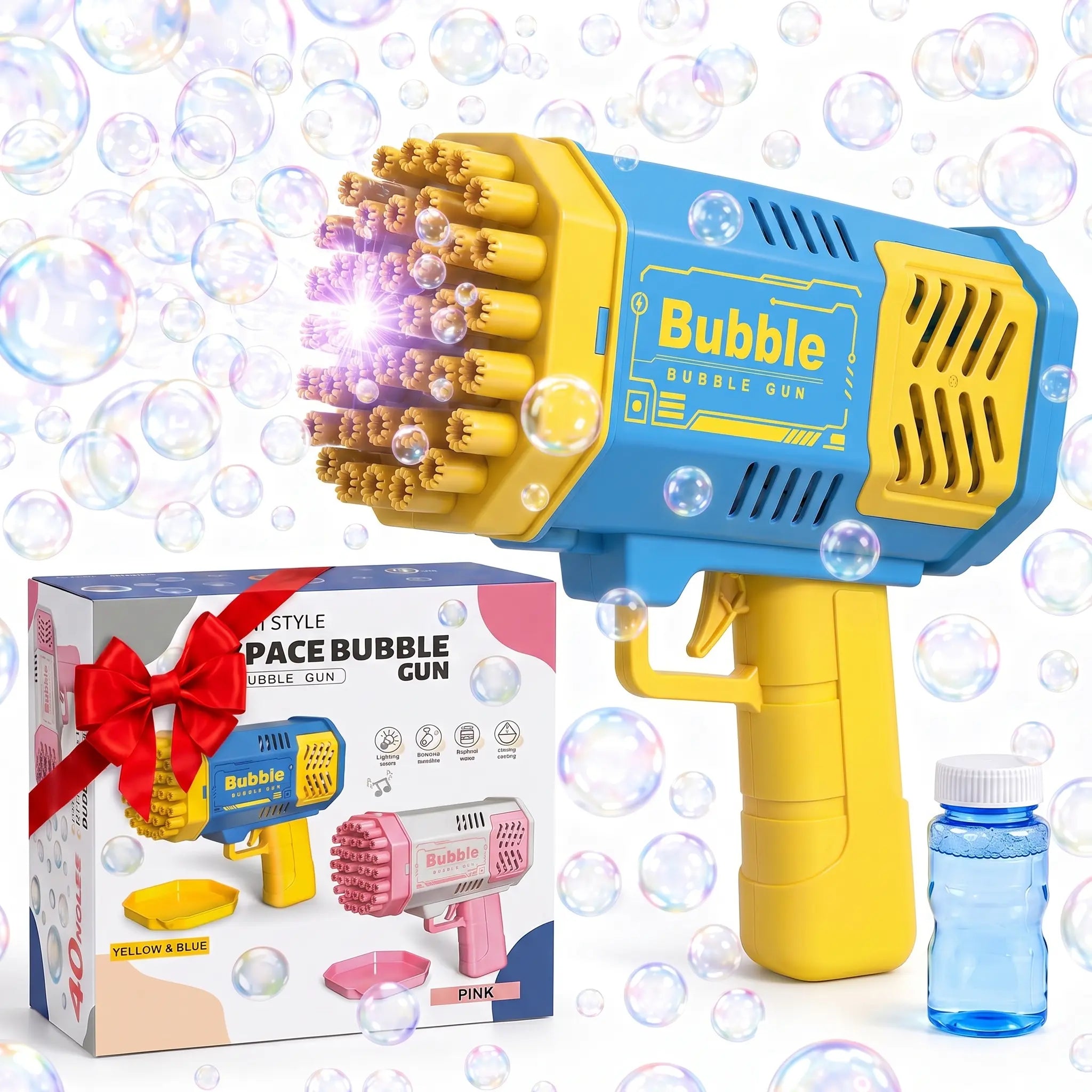 Unisex Handheld Automatic Bubble Machine Gun Toy - No Batteries Required, 4+ Yrs Kids Cool Toys, Bubble Maker for Summer Beach Birthday Gatherings