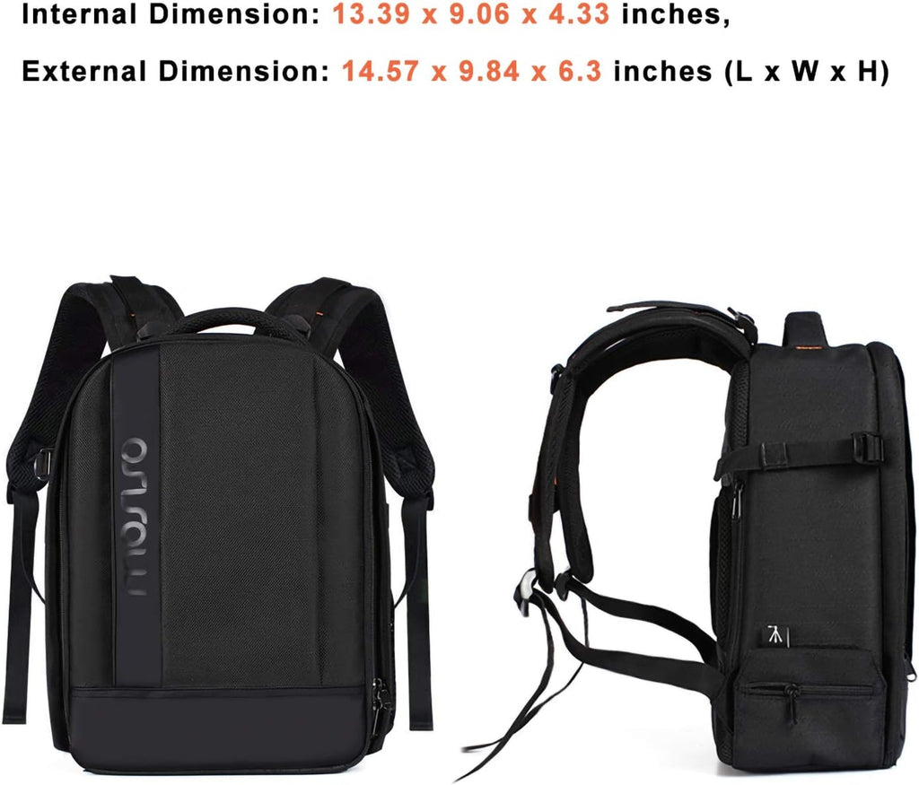 Camera Backpack,Photography Backpack Padded Camera Bag, Black | Dslr/Slr/Mirrorless Shockproof Camera Bag with Customized Modular Inserts&Tripod Holder Compatible with Canon,Nikon,Sony