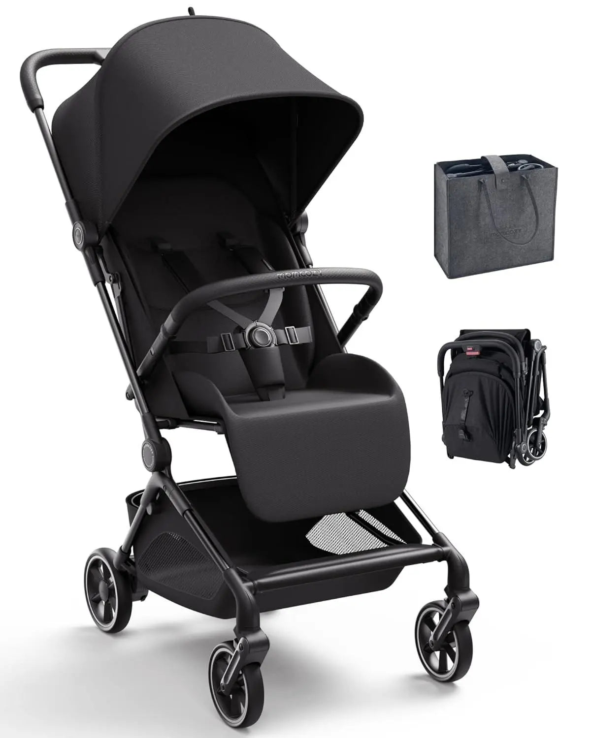 Momcozy Tuckgo Lightweight Travel Stroller, One Click Fold for Toddlers 6M-3Y, 33L Bottom Storage, Compact Easier Air Travel, Travel Bag Included, 3-Position Recline, UPF 50+ Canopy, 5-Point Harness