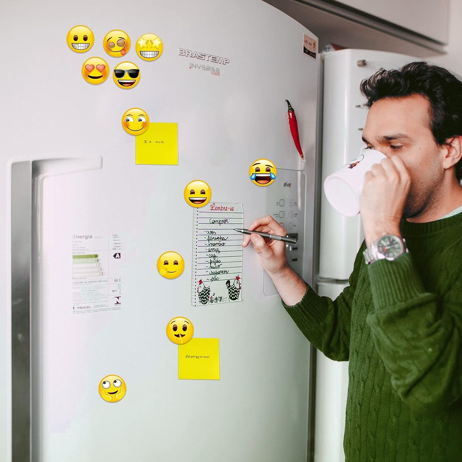 54PCS Emoji Fridge Magnets Cute Locker Magnets with 24 Stickers | Funny Locker Magnets, Refrigerator Magnets and Whiteboard Magnets for Classrooms; Gift Set for Teachers, Family and Friends