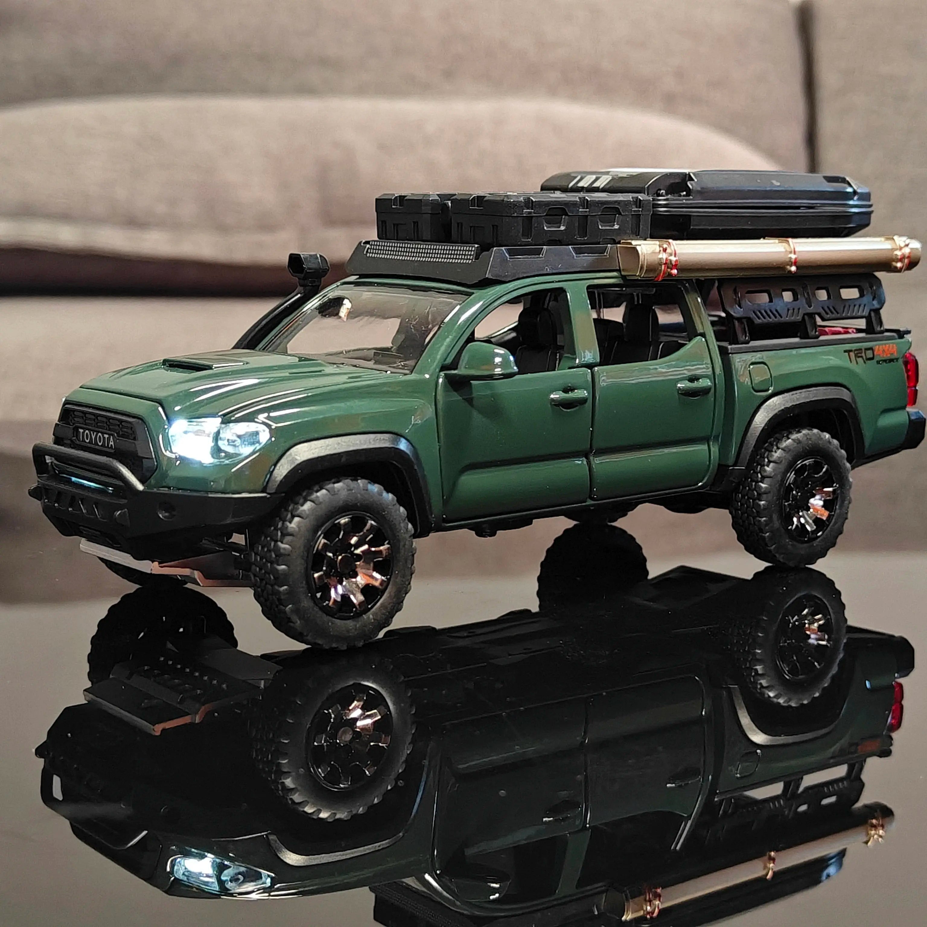 1:32 Metal Toyota Tacoma TRD off Road Pickup Truck Diecast Model Car, Alloy Collectible with Sound & Light, Hobby Item, Birthday Gift for Boys, Display Piece (Diecast Toys Category), Model Cars, with Lights, Toy Car