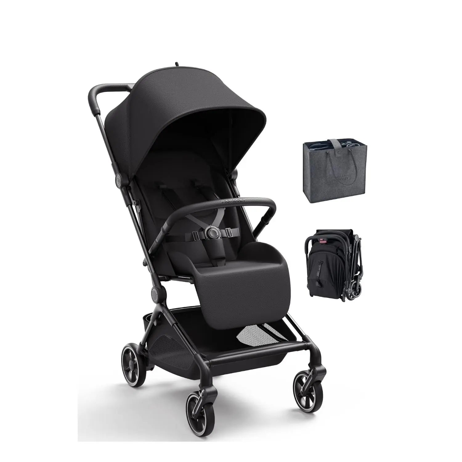 Momcozy Tuckgo Lightweight Travel Stroller, One Click Fold for Toddlers 6M-3Y, 33L Bottom Storage, Compact Easier Air Travel, Travel Bag Included, 3-Position Recline, UPF 50+ Canopy, 5-Point Harness