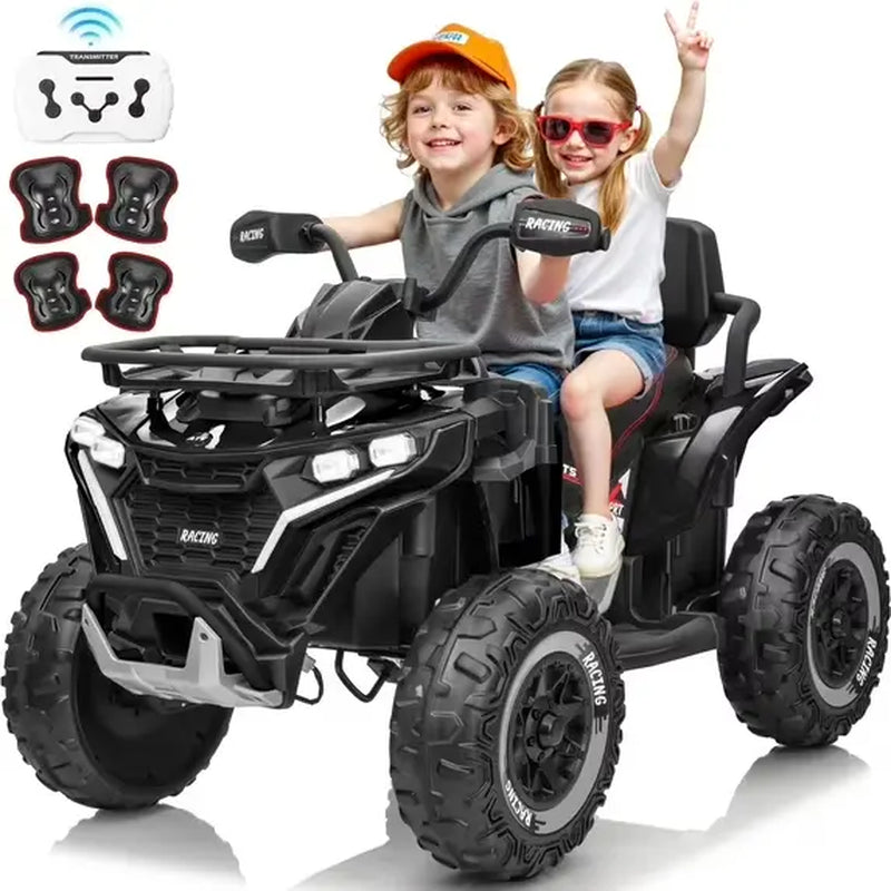 JOYRACER 24V 4WD Ride on ATV for Kids with Music, 800W with 2 XL Seater for Toddlers, EVA Tires Battery Powered Car, Remote Control, Knee Pad, Bluetooth, Toys Car for Big Kids, Perfect Gift for Boys and Girls Aged 3-8