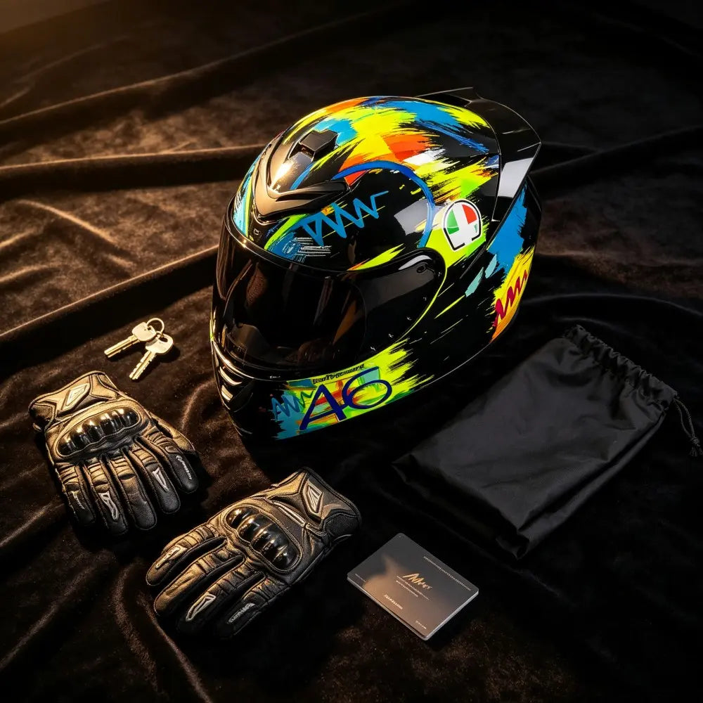 Unisex Motorcycle Helmet with Aerodynamic Rear Wing, Full Coverage Racing Helmet for Men and Women, Stylish and Functional Design, Racing Safety Helmet