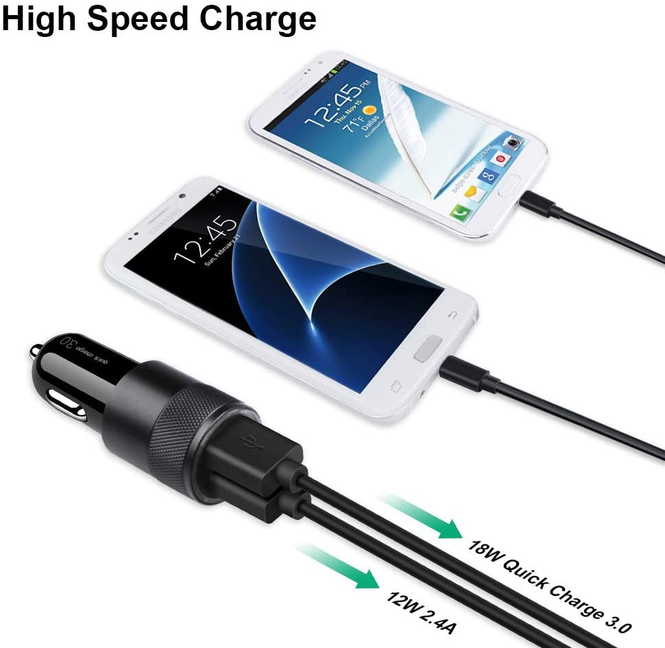 Fast Car Charger, Quick Charging 5.4A/30W Phone USB Adapter Rapid Plug | 2 Port Cigarette Lighter Auto Charger Flush Compatible Samsung, Tablet, Iphone, Ipad, LG, Automobile
