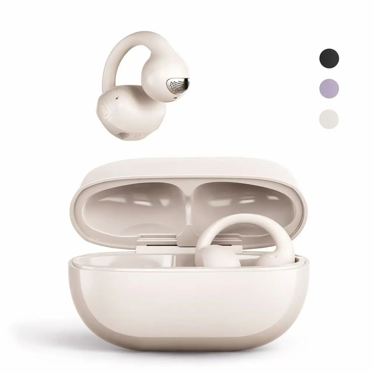 Bluetooth 6.0 Open-Ear Clip Wireless Earbuds - 720° Immersive Audio, Built-In Smart Assistance & Voice Control, Noise Cancellation, Lightweight All-Day Comfort, Wireless Invisibly Wearable Open-Ear Headphones for Music Listening, Sports, Listening to Musi
