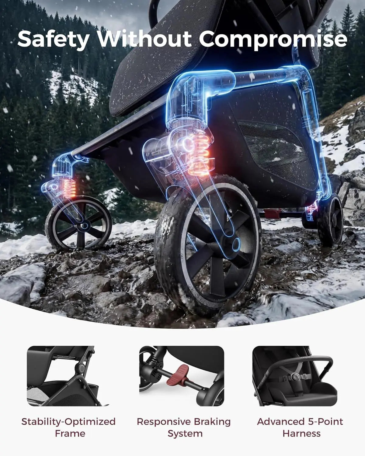 Momcozy Tuckgo Lightweight Travel Stroller, One Click Fold for Toddlers 6M-3Y, 33L Bottom Storage, Compact Easier Air Travel, Travel Bag Included, 3-Position Recline, UPF 50+ Canopy, 5-Point Harness