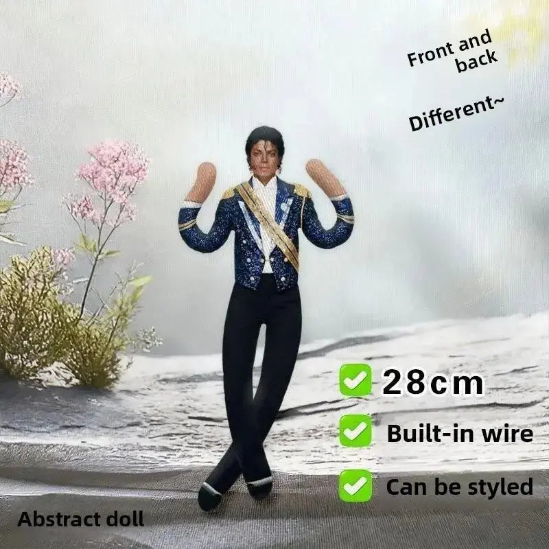 11 Inch Michael Jackson Role-Playing Prop Doll, Plush Toy, Abstract Jointed Figure for Room Decor, Gift Idea, Trendy Character Accessory（6Pcs)