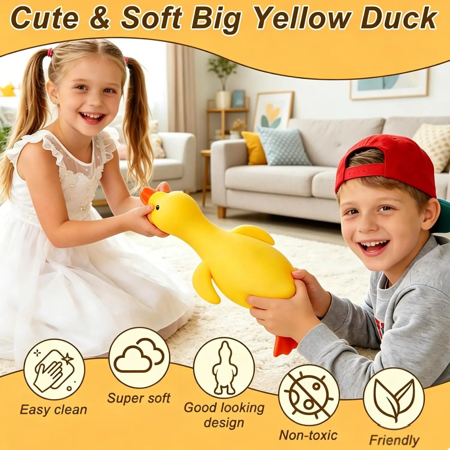 Duck Squishy, Jumbo Squishy Duck Giant Big Realistic Moldable Soft Squishys Slow Rising Stress Ball for Anxiety Stress Party Favor for Adults