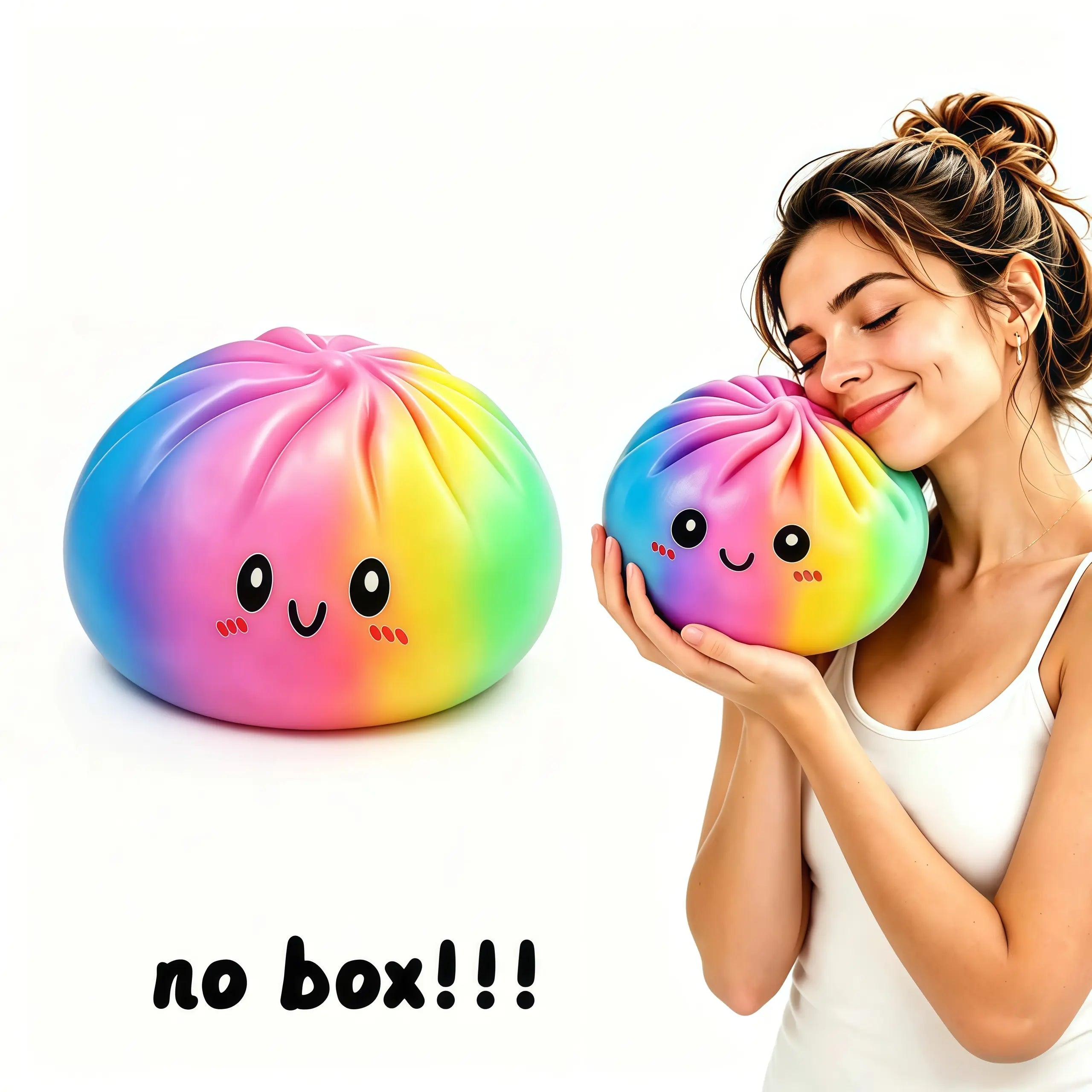 New Giant Glitter Rainbow Dumpling Squishy - 25Cm/15Cm Sizes, Foam Material, Ultra Soft Slow Rebound, Adorable Fidget Toy, Anxiety Relief Sensory Stress Reliever for Kids, Birthday Gift (No Box), Squishies, Fidget Toys