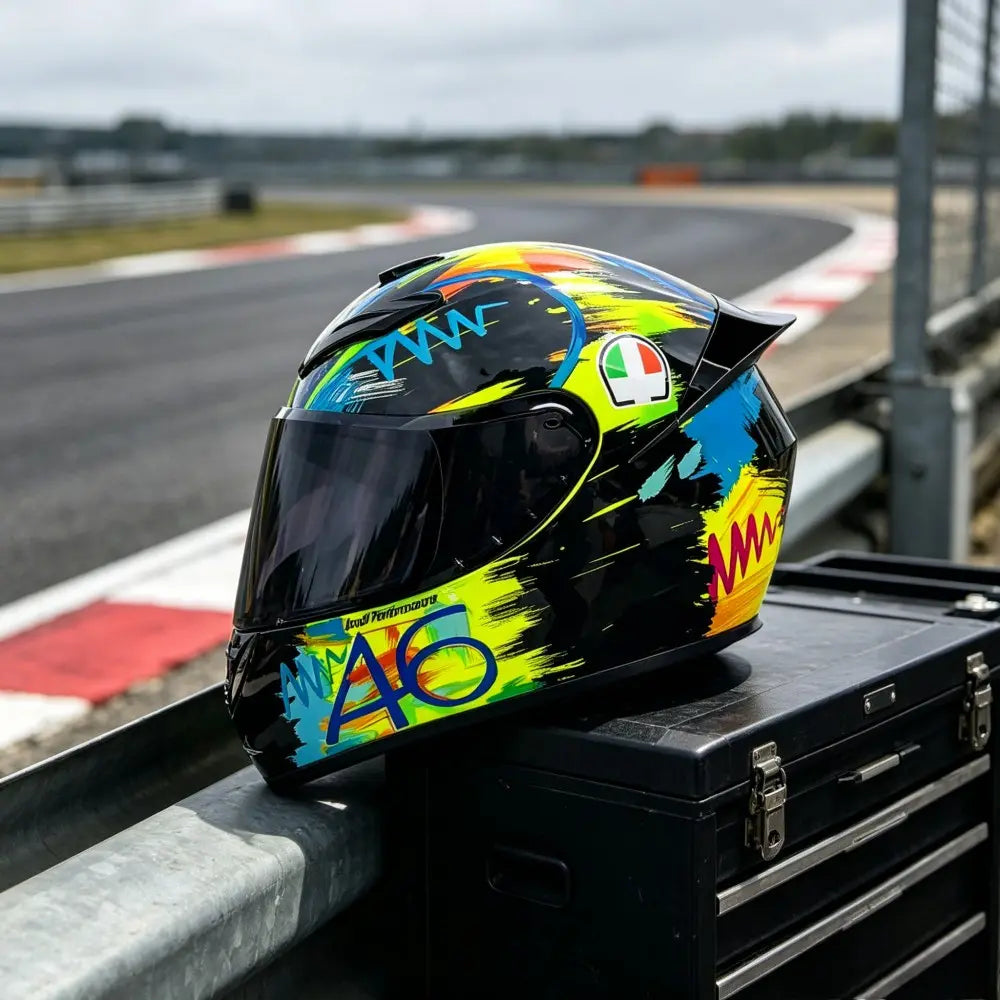 Unisex Motorcycle Helmet with Aerodynamic Rear Wing, Full Coverage Racing Helmet for Men and Women, Stylish and Functional Design, Racing Safety Helmet
