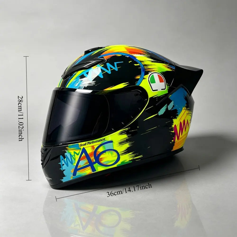 Unisex Motorcycle Helmet with Aerodynamic Rear Wing, Full Coverage Racing Helmet for Men and Women, Stylish and Functional Design, Racing Safety Helmet