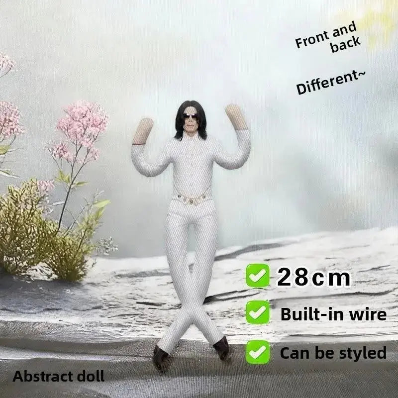 11 Inch Michael Jackson Role-Playing Prop Doll, Plush Toy, Abstract Jointed Figure for Room Decor, Gift Idea, Trendy Character Accessory（6Pcs)