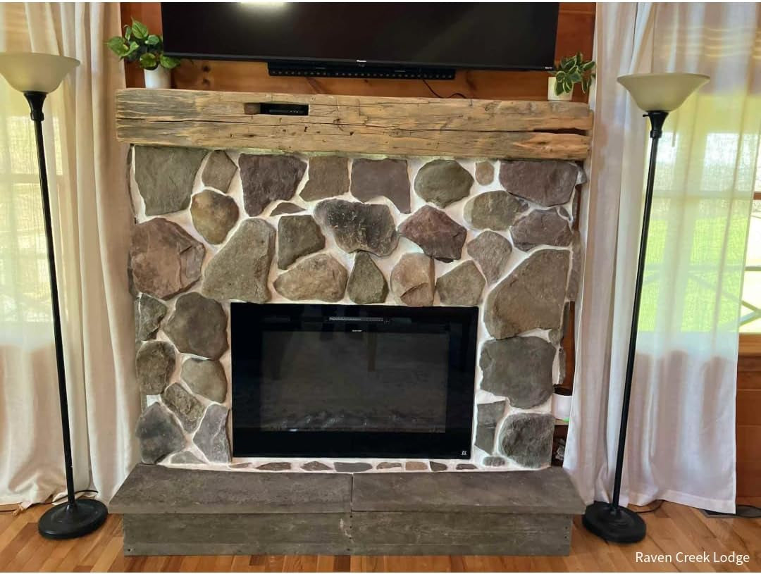 Smart Electric Fireplace-The Forte 40" Recessed Mounted-30 Realistic Ember Color/Flame Options-1,500W Heater W/Thermostat-Black-Log & Crystal Hearth Options-Alexa/Wifi Enabled