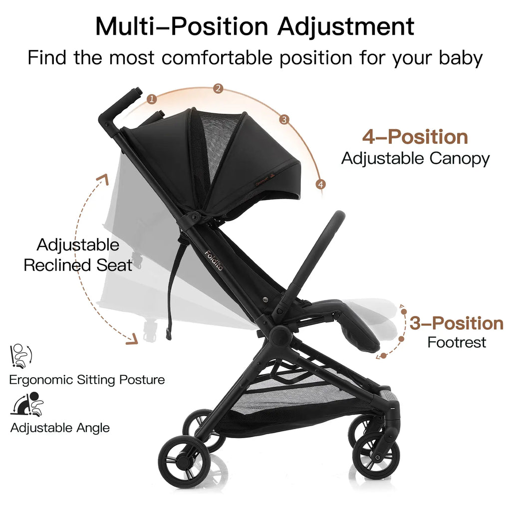 Gromast Cabin-Sized Travel Stroller for Airplane, Ultra Compact & Lightweight – Only 9.9 Lbs, Portable Infant Toddler Baby Stroller, W/Upf 50+ Canopy & Cup Holder