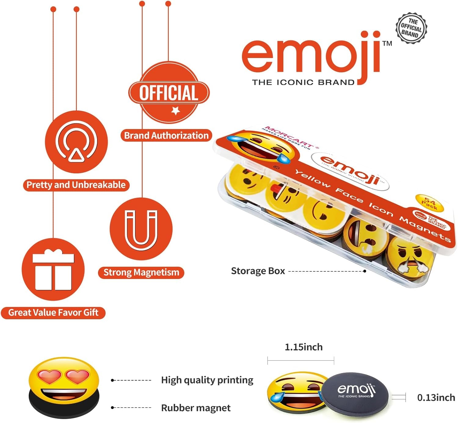 54PCS Emoji Fridge Magnets Cute Locker Magnets with 24 Stickers | Funny Locker Magnets, Refrigerator Magnets and Whiteboard Magnets for Classrooms; Gift Set for Teachers, Family and Friends
