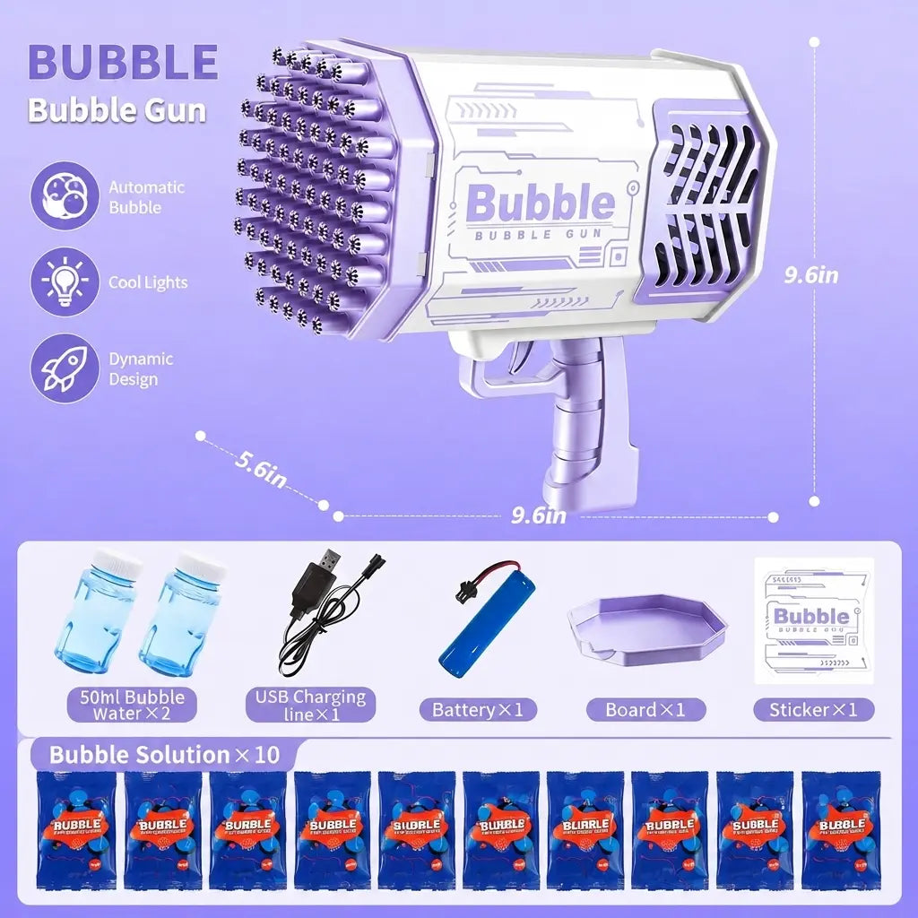 Unisex Handheld Automatic Bubble Machine Gun Toy - No Batteries Required, 4+ Yrs Kids Cool Toys, Bubble Maker for Summer Beach Birthday Gatherings