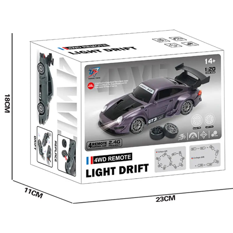 UDROLL 1:20 Scale 4WD RC Drift Car with LED Lights - 2.4Ghz High Speed Remote Control Widebody Sports Racing Car, Fast Rc Car, Toy