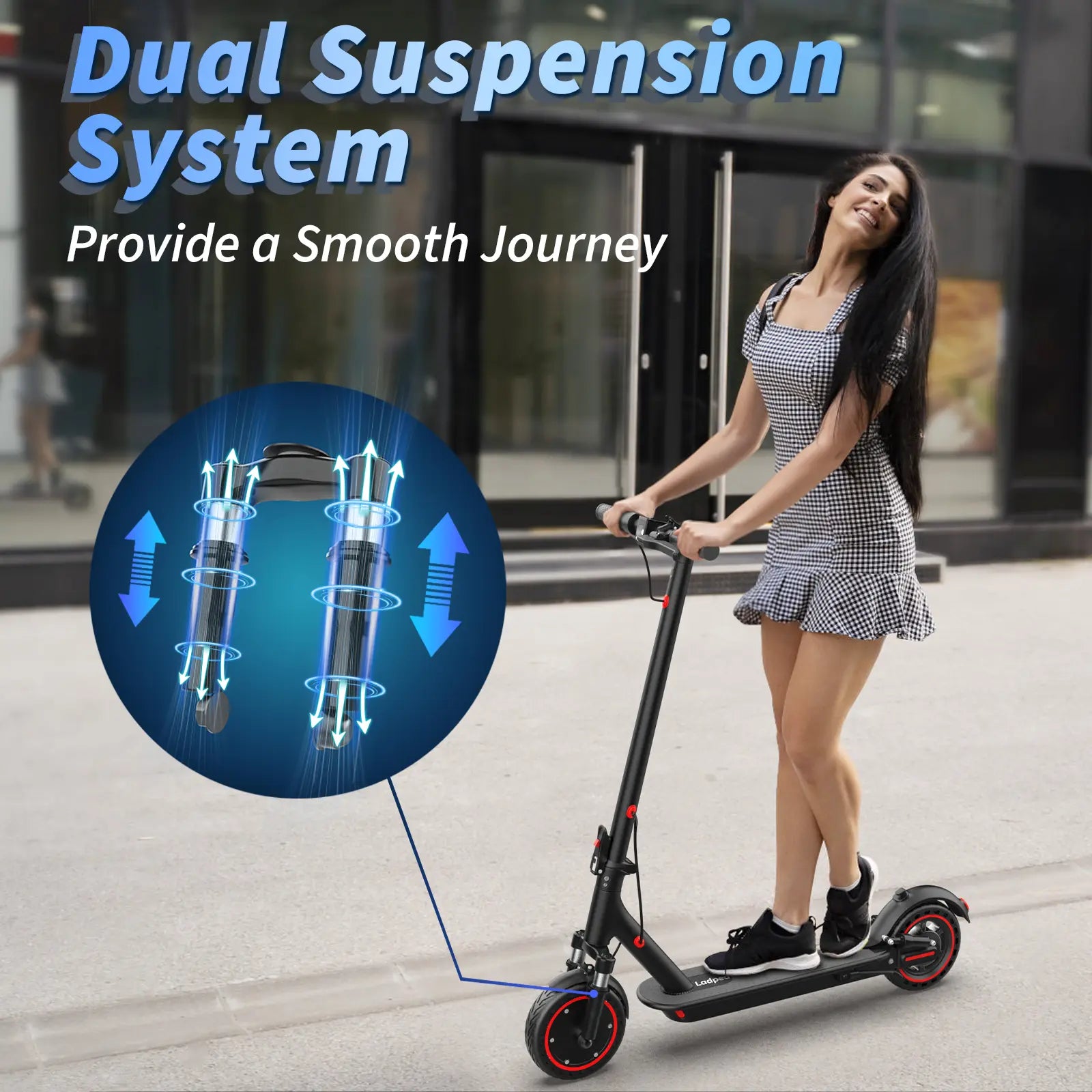 【AOPO】 Electric Scooter 350W/500W Motor, 8.5/10" Solid Tire 19/22MPH Speed Power , Dualsuspension, Certified Foldable Escooterlife Electric Scooter Portable Brakes App Controlrange Kick Scooter Dual-Suspension Adult Electric Ev Scooter Tiktokshopbacktosch