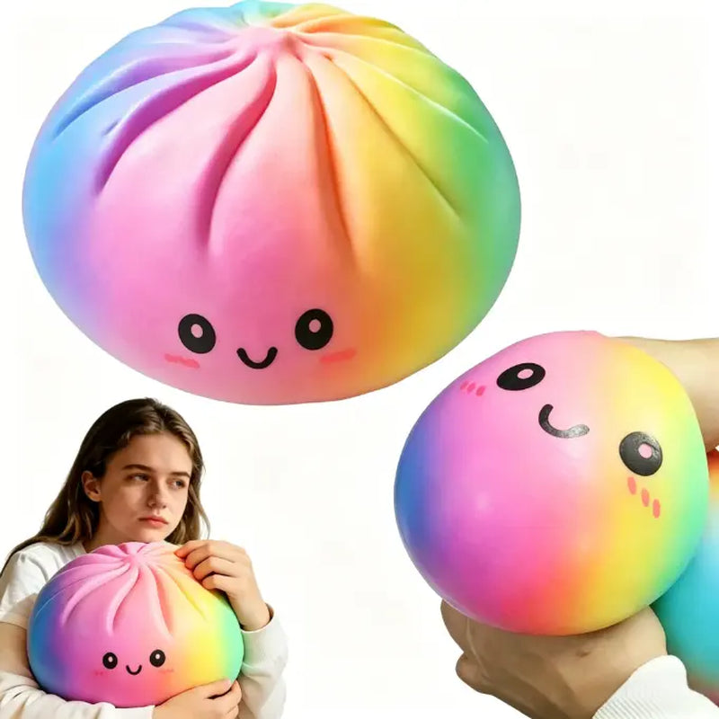 New Giant Glitter Rainbow Dumpling Squishy - 25Cm/15Cm Sizes, Foam Material, Ultra Soft Slow Rebound, Adorable Fidget Toy, Anxiety Relief Sensory Stress Reliever for Kids, Birthday Gift (No Box), Squishies, Fidget Toys